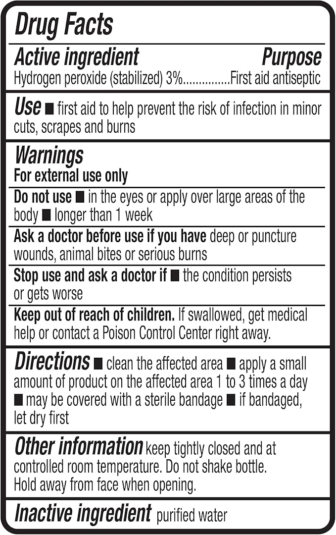 Amazon Basics Hydrogen Peroxide Topical Solution USP, Unflavored, 32 Fl Oz, Pack of 6