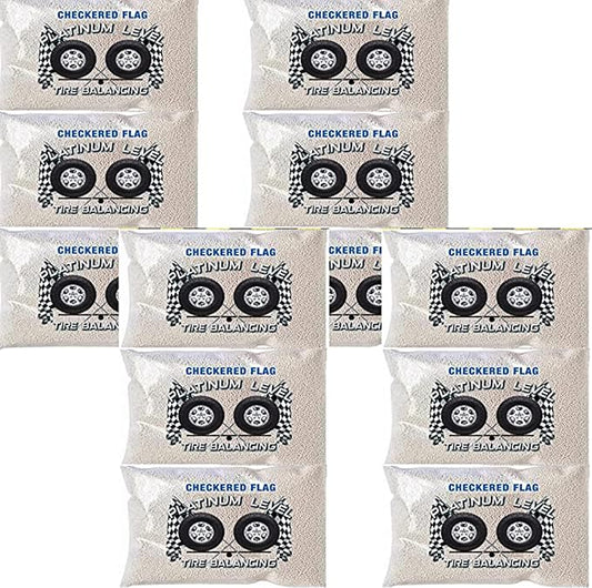 Checkered Flag Tire Balancing Beads 14oz, Case of 12-14oz Bags,168oz Total Balance Beads, for Semi Truck, Off-Road Vehicles, Tire Beads Include (12) Caps and Cores (12-14oz)