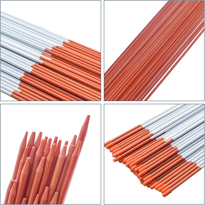 Snow Stakes Driveway Markers Snow Plow Stakes Garden Stakes Fiberglass Orange with Reflective Tape Suit for Snow Plowing Driveway, Parking Lots, Outdoors (50, 48" x 1/4")