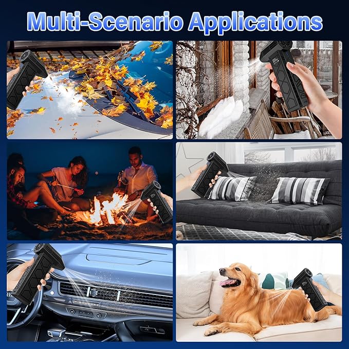 Electric Air Duster with Flashlight,180000RPM Compressed Air Duster Turbo Fan(10000mAh),Multipurpose Jet Fan,Electric Air Blower Duster with Assist Lighting, High-Speed Air Blower with 4 Gear-Black