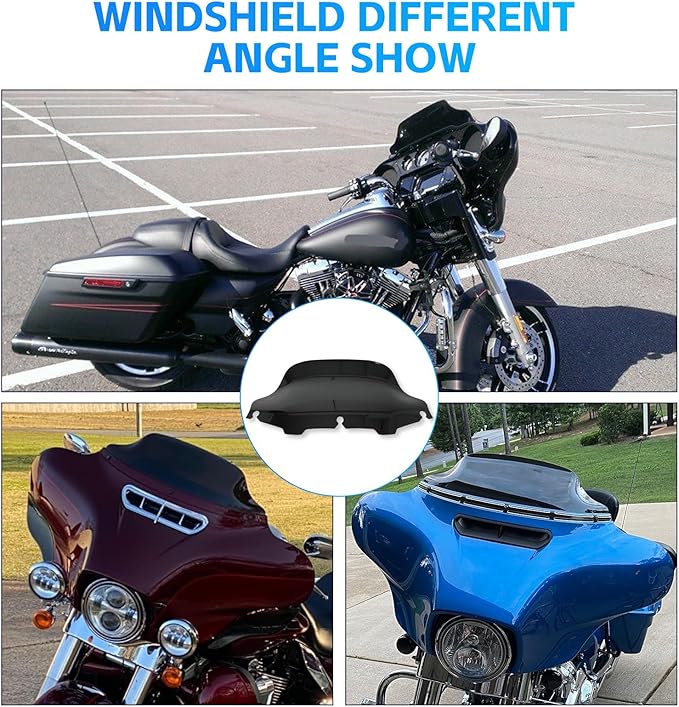 DREAMIZER Wave Windshield Windscreen,Specific Fit Motorcycle Windshield, PC Wind Deflector Compatible with Harley Touring Electra Street Tri Glide 1996 - 2013 (Black 8inch)
