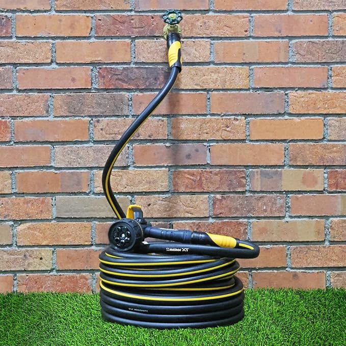 Melnor 88050AMZ XT Fusion Garden Hose 5/8" x 50ft - Durable - Lightweight - Kink-Resistant - Polymer Blend - Black/Orange