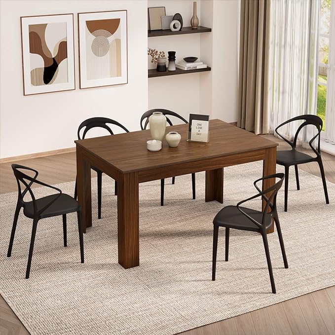 Mobili Fiver, Easy, Extendable Dining Table, 55.1(86.6) x35.4 in, Walnut, Made in Italy