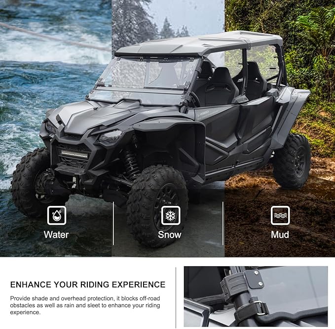 KIWI MASTER Flip Up Windshield for 2019-2025 Honda Talon 1000R/1000X/1000X4/1000R4 Accessories, Hard Coat Poly Front Window, Heavy Duty Polycarbonate, Scratch Resistant