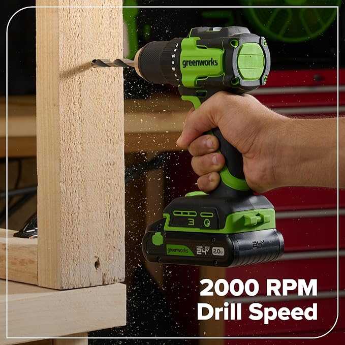 Greenworks 24V Cordless Brushless 8PCs Combo, Drill+Impact Driver+Circular Saw+Recip Saw+Jig Saw+Sander+Flashlight+Oscillating Tool (2) 2.0Ah+4.0Ah Batteries (24,000mAh Power Bank) 65W USB-C Charger