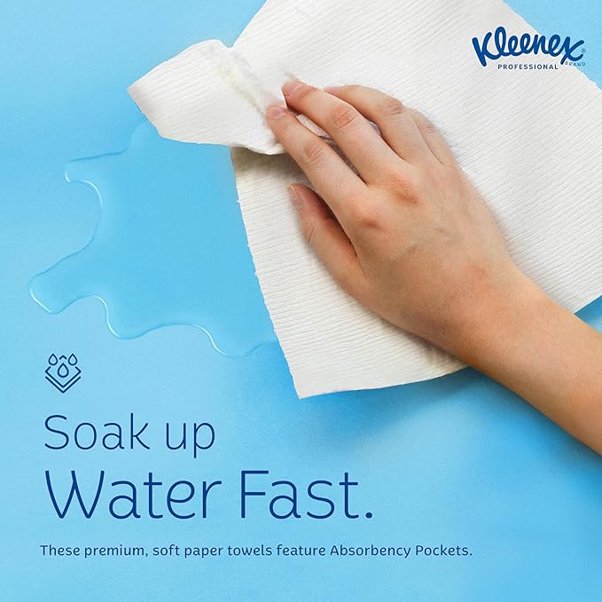 Kleenex Professional Universal Multifold Paper Towels, Bulk (02046), Absorbency Pockets, 9.2" x 9.4" Towel, White (150 Sheets/Pack, 8 Packs/Case, 1,200 Sheet Total)
