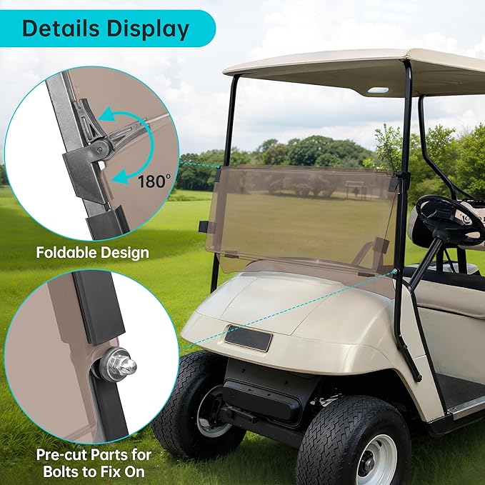 10L0L Tinted Golf Cart Windshield for EZGO TXT/Medalist Gas and Electric 1995-2013, Foldable Golf Cart Windscreen, Anti-UV and Impact Resistant
