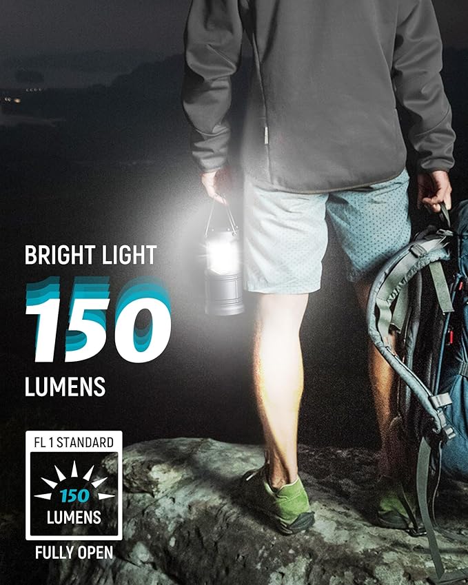 Lichamp 4 Pack LED Camping Lanterns, Battery Powered Camping Lights LED Collapsible Flashlight Portable Emergency Supplies Kit, A4GY