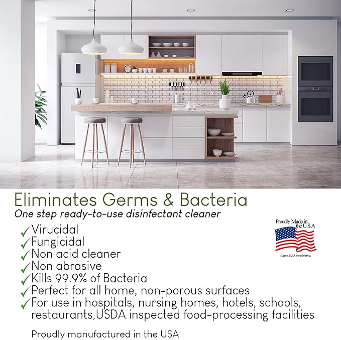 In-Cide Disinfectant Spray EPA Registered Kills 99.9% of Germs Norovirus MRSA – Multi Surface Cleaner for Homes Schools Hospitals Fresh Scent 32 oz 2 Pack
