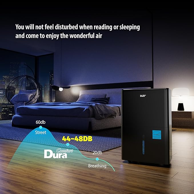 DuraComfort 50 Pint Dehumidifier, Built-in Pump, 4500 Sq Ft Coverage, Energy Star, Black