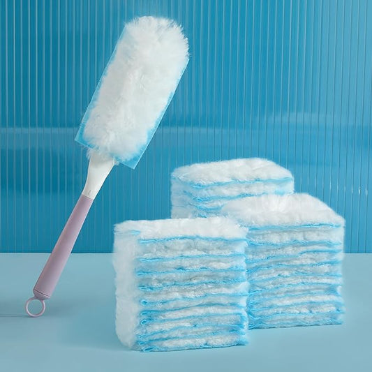 JOYMOOP Disposable Duster Set, 30 Pcs 360 Heavy Duty Duster Refills with 1 Dusting Wand, Disposable Dusters for Cleaning Home & Car, Multi-Surface Dusters, for Dusting Corners, Ceiling Fans, Furniture