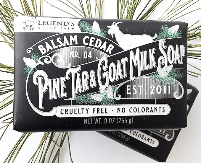 Legend's Creek Farm Goat Milk Soap - Triple Milled Moisturizing Bar for Hands and Body - 9 Oz Creamy Lather, Nourishing, Natural Soap for Sensitive Skin (Balsam Cedar&Pine Tar, Pack of 2)