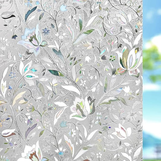 Kromapolis Window Film, Window Privacy Film, Window Vinyl Glass Covering, Stained Glass Decorative Film, Window Film Privacy Frosted Static Clings, Non-Adhesive, No-Glue (35.4 x 78.7 inch)