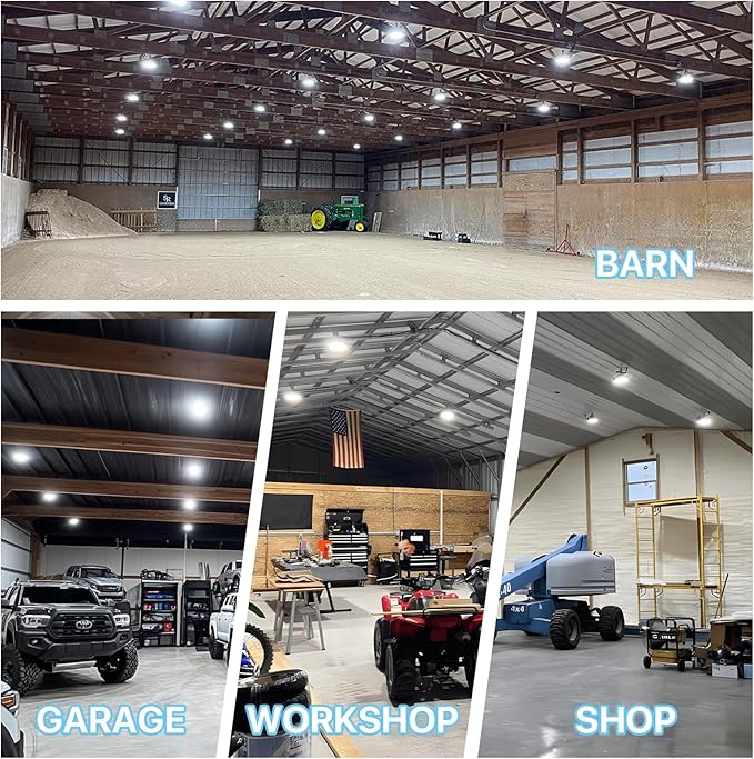 HYPERLITE High Bay LED Shop Lights: 10-Pack 150W UFO Light for Warehouse - UL-Listed Warehouse Lights for Barn Factory Supermarket Lighting