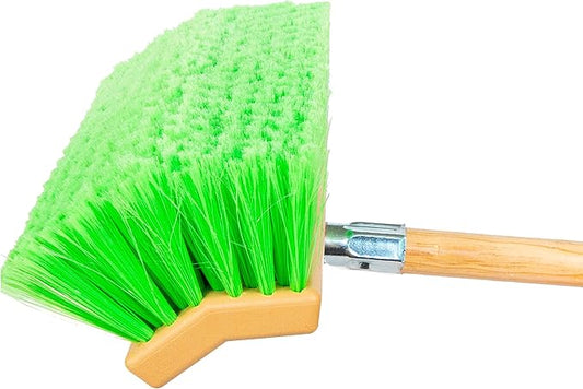 Hub City Industry 10- inch Car Wash Brush, Bi- Level Brush, Soft Nylon Bristle, car Accessories, Cleaning Supplies, Automotive wash Brush,Flagged Green Poly Bristle