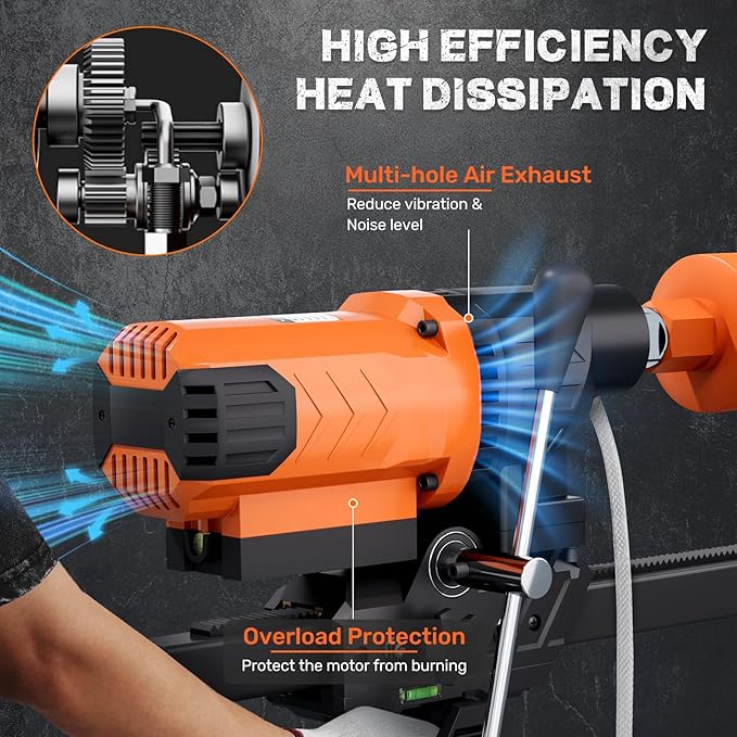 8" Diamond Core Drill Machine with Stand, 2500W Wet & Dry Concrete Core Drilling Rig, 750RPM Heavy Duty Core Drill Press for Concrete Brick Stone Masonry, Max Depth 23.6"