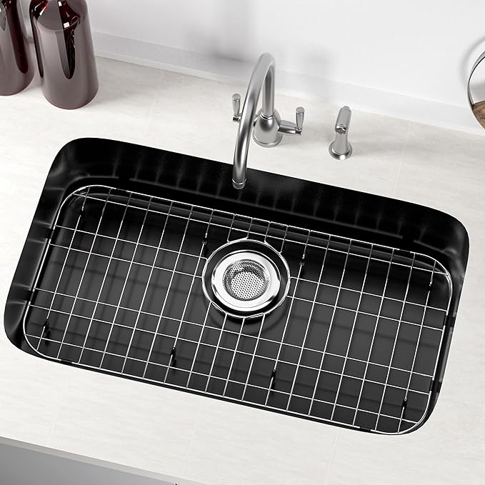 Sink Protector for Kitchen Sink,22.8 X 12.8 inch Sink Rack,Metal Sink Grate with Strainer,Stainless Steel Sink Grid for Bottom of Sink with Rear Drain Hole