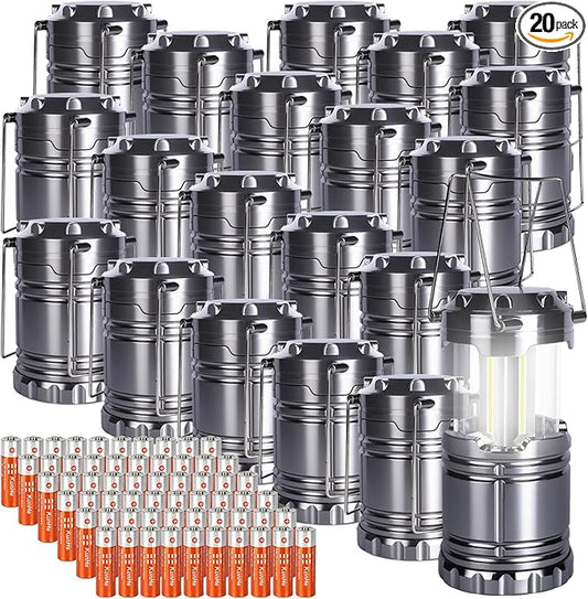 KUNHE LED 20 Pack Camping Lantern Battery-Operated (Includes 60 AA Alkaline Batteries) 350 lumens IPX4 Waterproof Lanterns for Power Outages Emergency Hurricane Storm Outdoor Camping