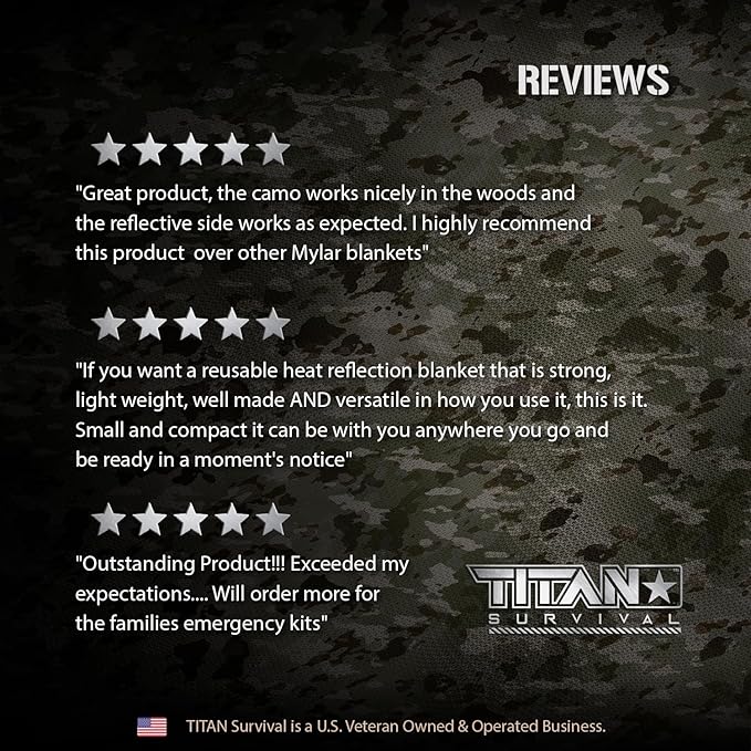 TITAN Survival - Mylar Survival Blankets 5 Pack - 90% Heat Retention & Waterproof Design - Emergency Blanket Cold Weather Protection & Survival Kits - Durable Space Blanket for Outdoor Use
