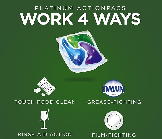 Cascade Platinum Actionpacs Dishwasher Detergent, Fresh Scent, 23 Count