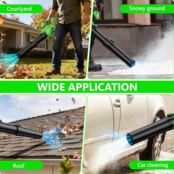 Leaf Blower Cordless, Battery Leaf Blower with 2 * 6.0Ah Batteries and Charger, 21V Brushless Electric Leaf Blowers with 5 Speed Levels and Turbo Mode for Lawn Care,Blowing Leaves,Yard Cleanup