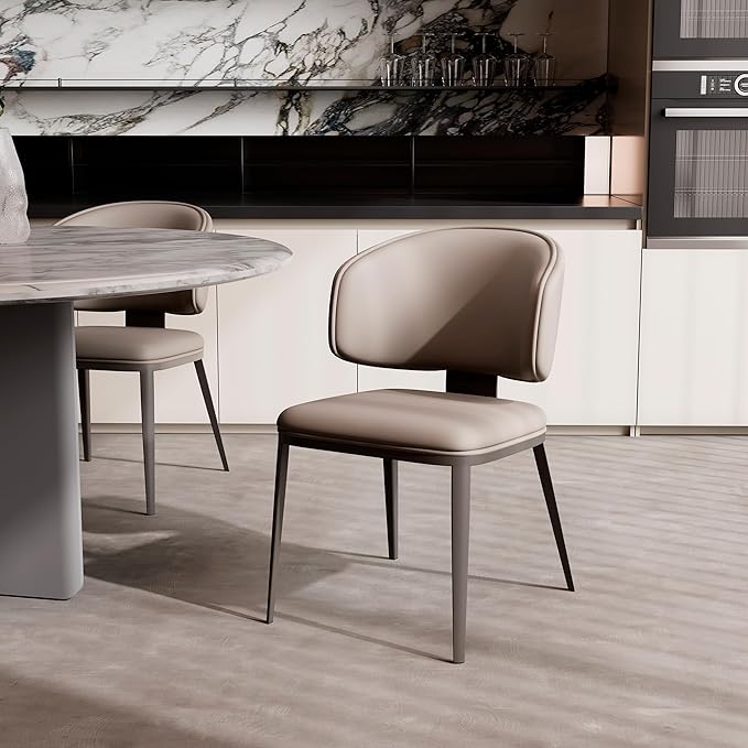 Dining Chairs Set of 2 Modern High Backrest Comfortable, Fashion Upholstered Kitchen Room Chairs with Metal Legs for Living Room (Milk Coffee of 2)