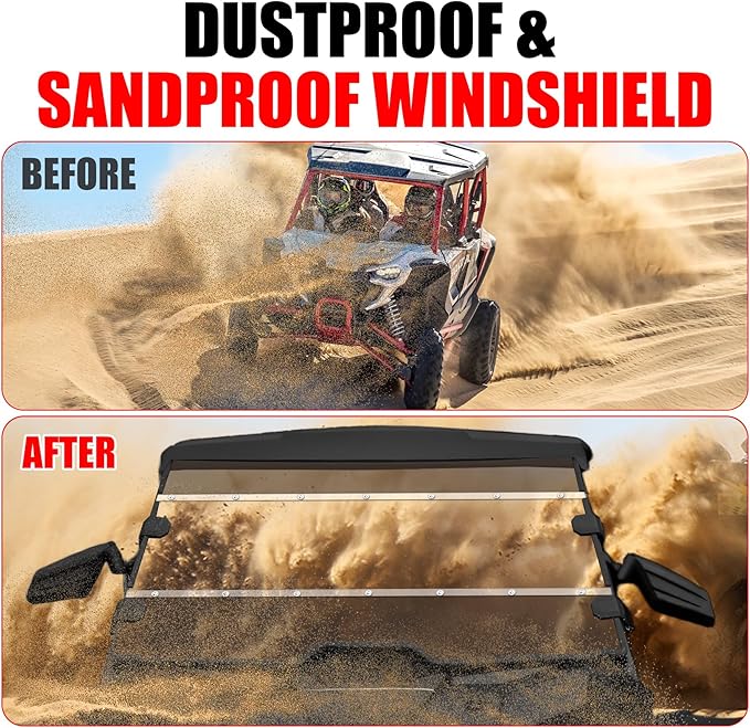 PC Full Windshield for Honda Talon 1000R 1000X 1000X-4 (2019-2024), Two-Color Hard-coated Front Combined Windshield, Windscreen UV Protection, Scratch Resistant Noise Reduction Dustproof