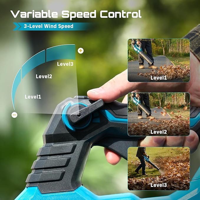 SEESII 40V Leaf Blower Cordless, 600CFM 160MPH Electric Leaf Blower with 2 * 5200mAh Batteries and Chargers, Turbo Button & Variable Speed Control Handheld Blower for Lawn Care, Dust and Debris