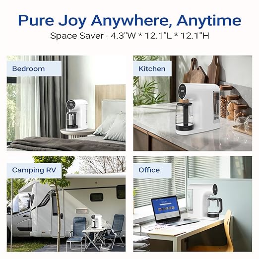 Ecoviva Countertop Reverse Osmosis System RO Water Filter, 5-Stage Filtration, Real-time TDS Monitor, BPA Free, 3:1 Pure to Drain, Indoor No Installation Desktop Portable Water Purifier, White