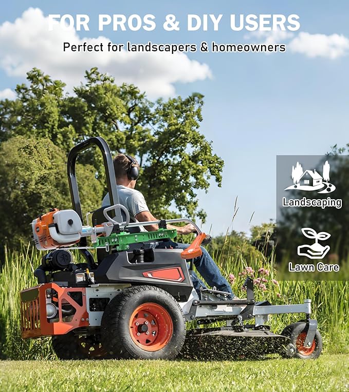 ELITEWILL Lawn Mower Trimmer Racks, Weed Eater Rack Holder for Zero Turn Mowers,Quick Clamp & Locking System for Landscaping Lawn Care, Green