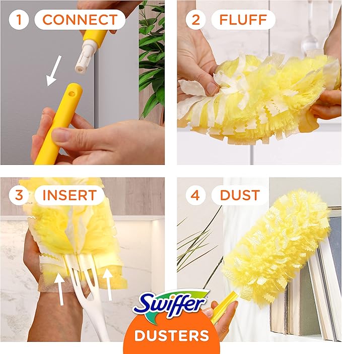Swiffer Pet Heavy Duty Dusters Refills, Multisurface 360 Dusters with Febreze Odor Defense, 11 Count