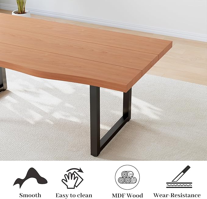 63" Wooden Dining Table for 4-6, Modern Kitchen Table Set, Thickened MDF Living Room Table for Dining Room, Kitchen, Office