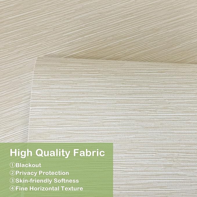 100% Blackout Cordless Roller Shades for Indoor Windows, Thermal Insulation & UV Protection Light Khaki Customize