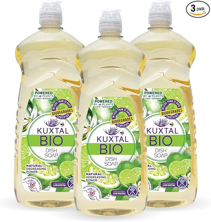 Dish Soap Liquid 3 Pack | Biodegradable & Eco-Friendly | Naturally Derived Ingredients | Gentle on Hands | Tough on Grease | Natural Citrus Scent | 27.7 fl oz Each