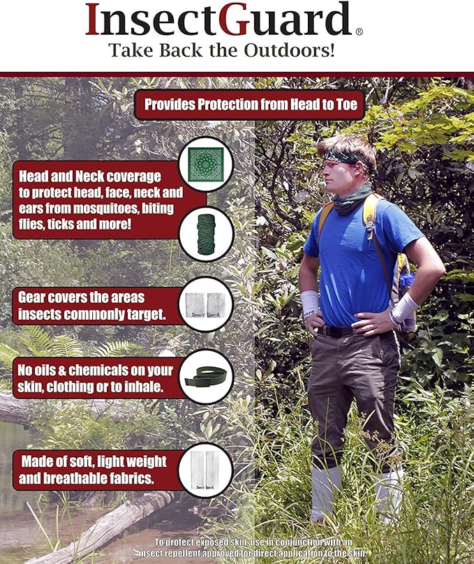Permethrin Treated Repels Tick Mosquitoes Flies Chiggers & More Insect Repellent Complete 1 Packages