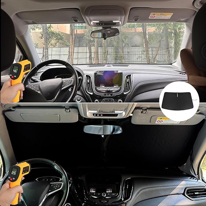 D-Lumina Windshield Sun Shades - Compatible with Freightliner Sprinter & Mercedes Benz Sprinter Cargo Crew Passenger Motorhome 2007-2025 - Foldable Front Window Sun Protection, Heat Shield, Sunshade