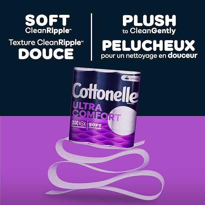 Cottonelle® UltraComfort Toilet Tissue, 3" x 3-7/8", White, 268 Sheets Per Roll, Pack Of 12 Rolls