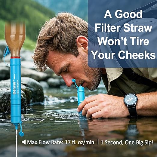 4-Stage 0.1 Micron Ultrafiltration Portable Straw Water Filter | 3-Section Detachable for Easy Backwash | for Outdoor, Survival & Emergency, 2-Pack