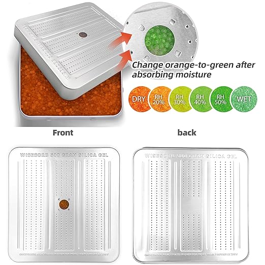 5 Packs 500 Gram Desiccant Canisters, Indicating & Rechargeable Gun Safe Dehumidifier, Portable Desiccant Canister, Silica Gel Moisture Absorber for Storage
