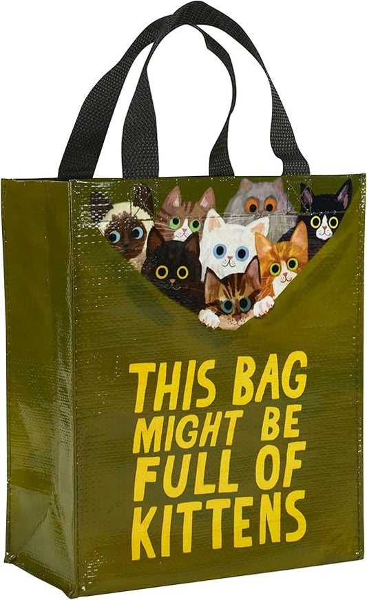 Blue Q Handy Tote, This Bag Might Be Full of Kittens. Reusable lunch sack, little gift bag, easy-to-wipe-clean, 95% recycled material, 10" h x 8.5" w x 4.5" d