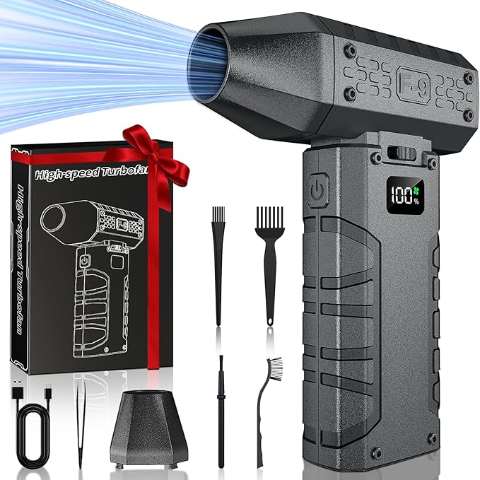 Compressed Air Duster 130000RPM Electric Duster with LED Light, 100 Gear Adjustable Rechargeable Cordless Air Blower Cleaning Tool for Keyboard,Electronic Devices,Car, Christmas Gifts for Men (Grey)