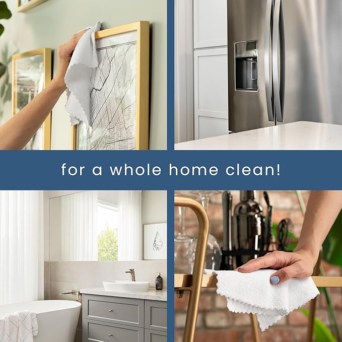 S&T INC. 50 Pack Microfiber Cleaning Cloth with Box, Bulk Towels for Home, Reusable Microfiber Towels for Cars, Cleaning Rags, White, 11.8 Inches x 11.8 Inches, 50 Count