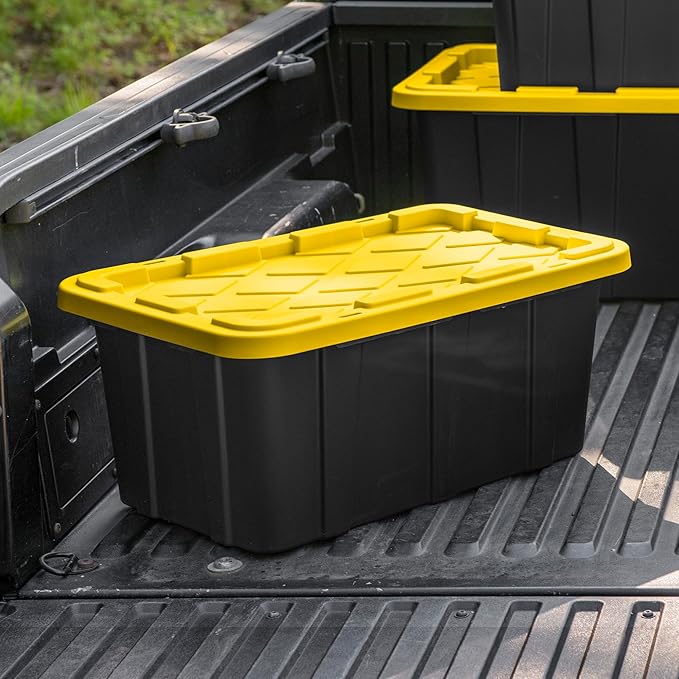 Sterilite 6-Pack Industrial Tote, Plastic Storage Container Bins with Lids, 17 Gallon - Heavy-Duty Organizing Containers for Closet, Bathroom, and Office