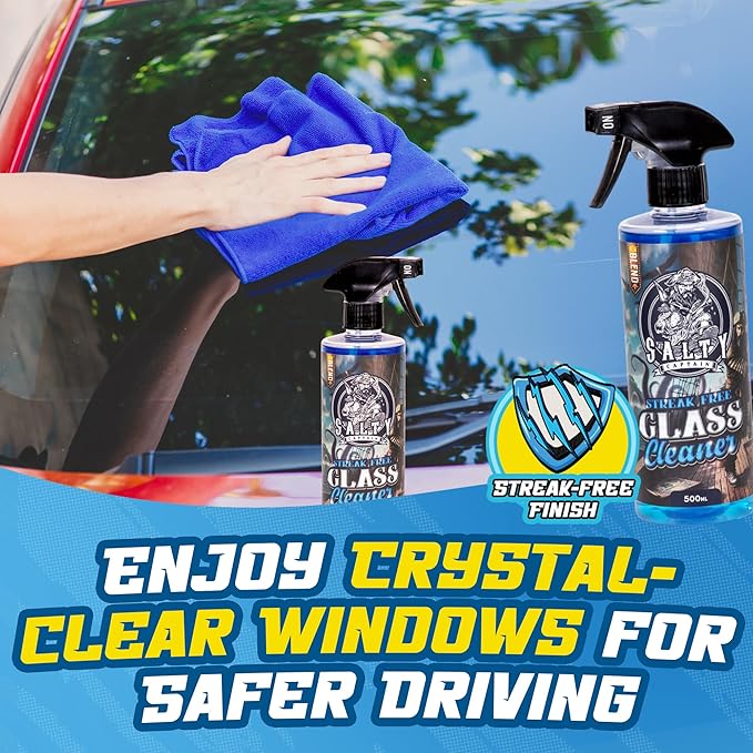 Salty Captain Ultimate 15-Piece Car Cleaning Kit – Car Wash Kit with 15L Bucket, Hand Mitt Towels, Brushes & 4x Cleaning Fluids – With Pressure Washer Snow Foam Cannon – Premium Quality