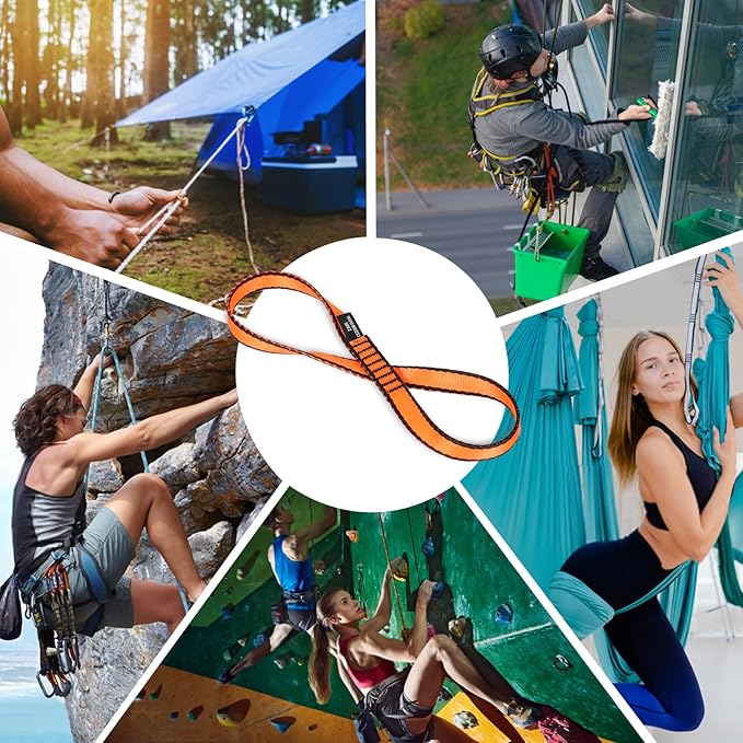 18MM Nylon Climbing Sling Runner - 23KN CE2008/EN566 Certified Outdoor Climbing Webbing for Rock Climbing, Rappelling, Mountaineering, Swing Gear, Outdoor Adventures & Emergency Anchoring