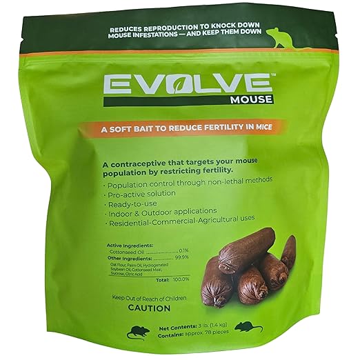 Evolve Mouse Birth Control Soft Bait Sausages – 3 lbs | Not a Poison, Eco-Conscious, Long-Term Population Management
