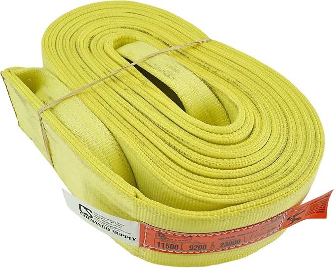 DD Sling. Multiple Sizes in Listing! (USA Made) 4" x 30', 2 Ply, Nylon Lifting Slings, Eye & Eye, Heavy Duty, 11500 lbs Vert, 9200 Choker, 23000 Basket (USA Nylon) (4"x30')
