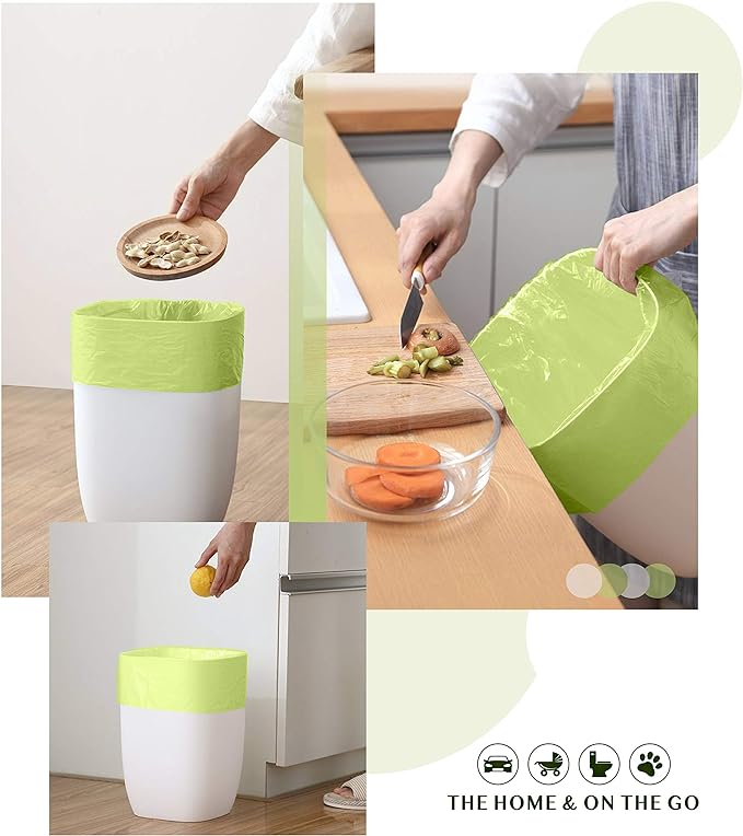 FORID 2.6 Gallon Compostable Garbage Bags, 150 Count, 5 Rolls – Green, Small, Durable, Thick, Unscented Trash Bags, 10 Liter - For Kitchen, Bathroom, Home, Office