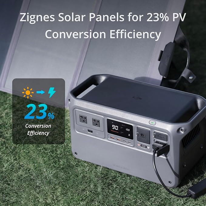 DJI Power 1000 Solar Generator Combo 200W, 4000-Cycle-Life LFP(LiFePO4) Cell, 70-Minute Fast Charging, 2200W Stable Output, Solar Generator for Home Backup, Camping & RVs, Off-grid, Power Outage