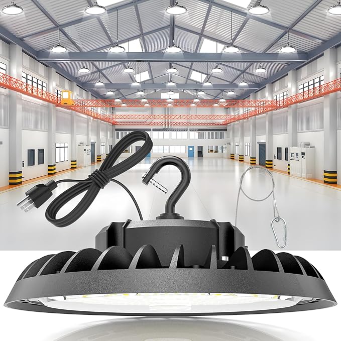 VOLISUN 1 Pack UFO Led High Bay Light 22,500LM, 150W, 5000K Daylight, 100-277V High Bay Led Shop Light, ETL Listed Commercial Bay Lighting for Garage Workshop Barn Factory Warehouse